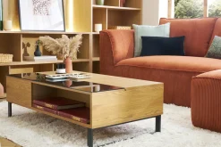 Miliboo Niedriger Tisch verstellbar aus Holz und Metall WYNN* Couchtische