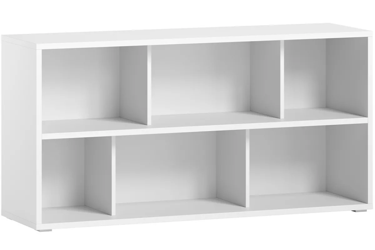 Miliboo Niedriges Bücherregal aus weißem Holz B140 cm EPURE* Bücherregale|Bücherregale