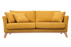 Miliboo OSLO Skandinavisches 3-Sitzer-Sofa mit abnehmbarem Bezug in Senfsamteffekt OSLO* Design-sofas