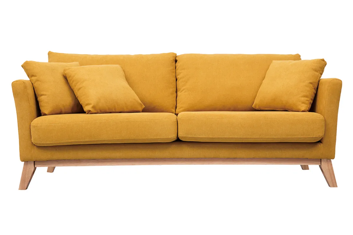 Miliboo OSLO Skandinavisches 3-Sitzer-Sofa mit abnehmbarem Bezug in Senfsamteffekt OSLO* Design-sofas