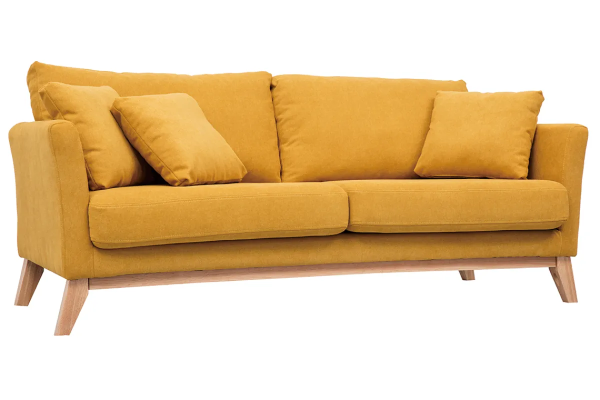 Miliboo OSLO Skandinavisches 3-Sitzer-Sofa mit abnehmbarem Bezug in Senfsamteffekt OSLO* Design-sofas