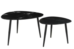 Miliboo Ovale ausziehbare Couchtische aus schwarzem Marmor und Metall (2er-Set) PLATZ* Couchtische