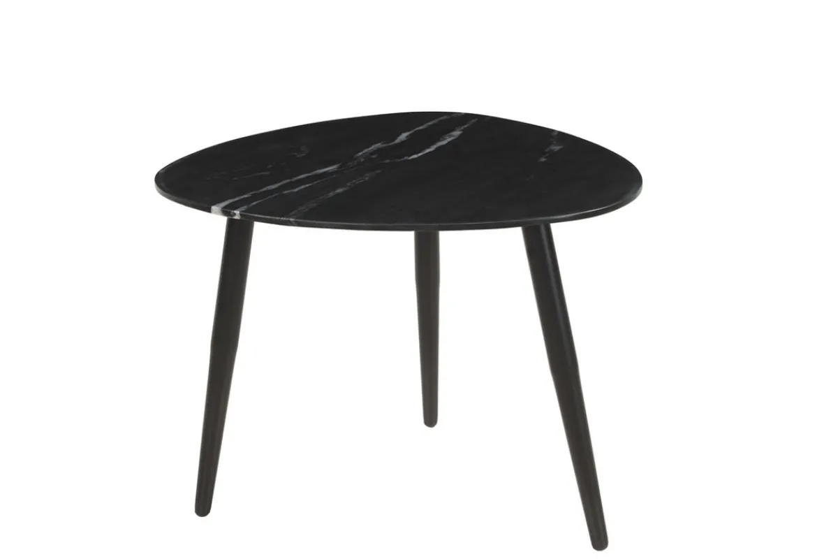 Miliboo Ovale ausziehbare Couchtische aus schwarzem Marmor und Metall (2er-Set) PLATZ* Couchtische
