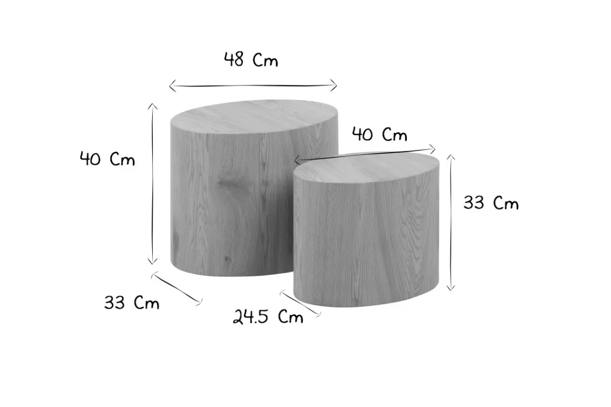 Miliboo Ovale Couchtische aus hellem Holz (2er-Set) WOODY* Couchtische|Beistelltische