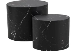 Miliboo Ovale Design-Beistelltische mit Marmor-Effekt in Schwarz (2er-Set) FAMOSA* Couchtische