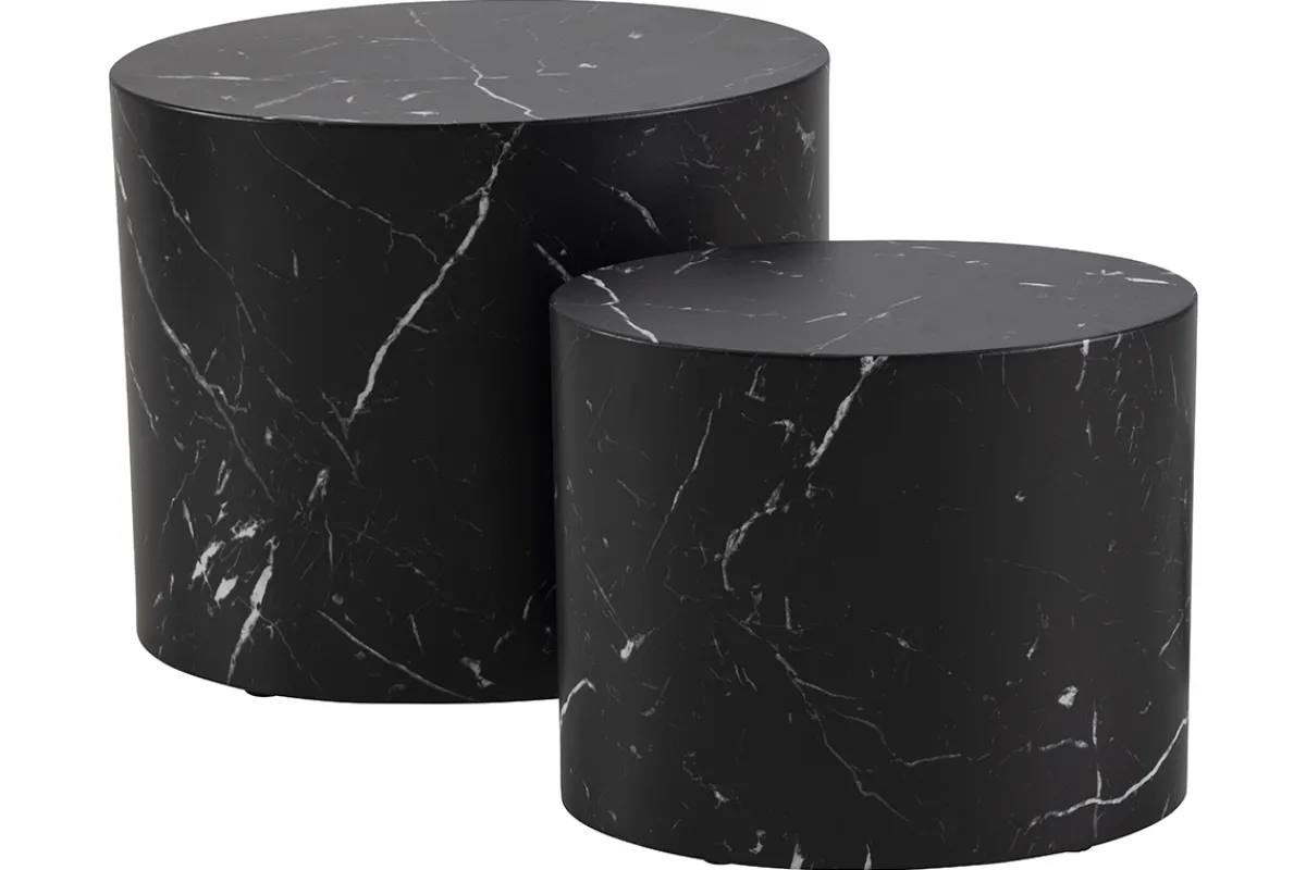 Miliboo Ovale Design-Beistelltische mit Marmor-Effekt in Schwarz (2er-Set) FAMOSA* Couchtische