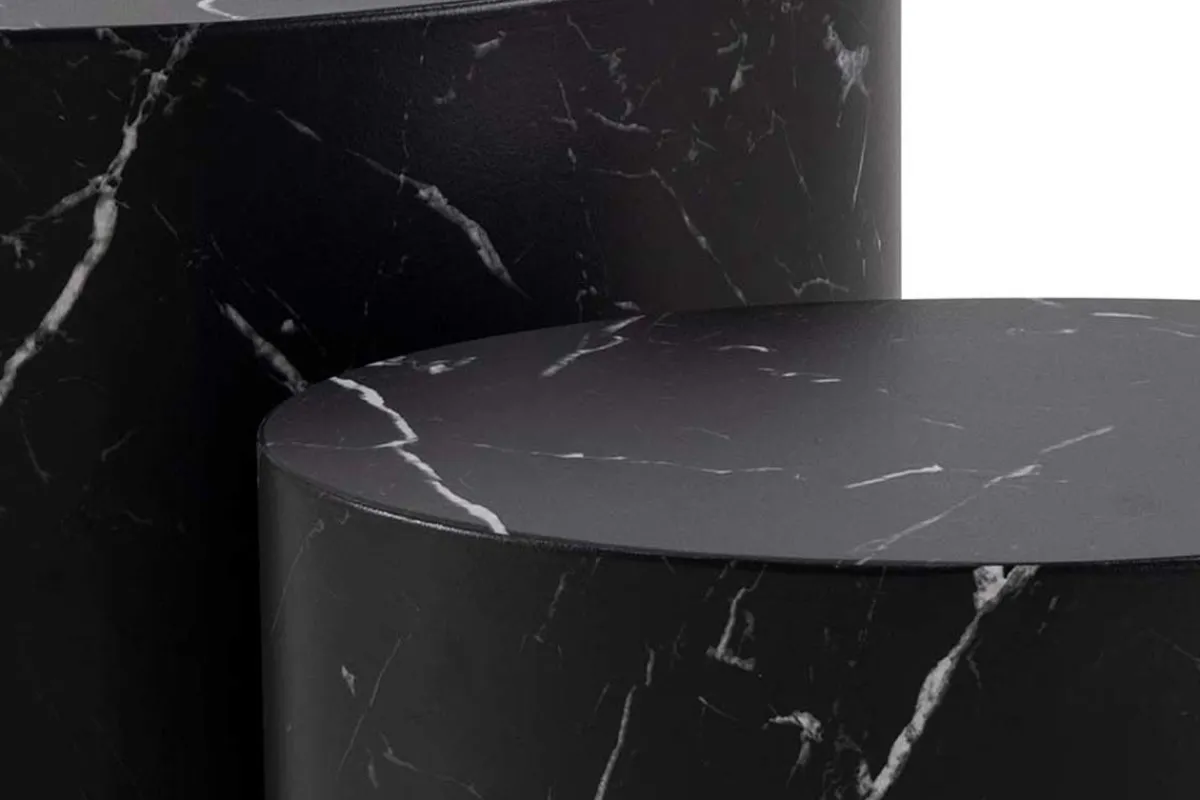 Miliboo Ovale Design-Beistelltische mit Marmor-Effekt in Schwarz (2er-Set) FAMOSA* Couchtische