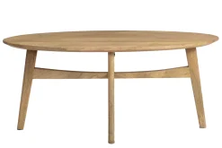 Miliboo Ovaler Couchtisch aus massivem, hellen Mangoholz B100 cm PALEY* Couchtische