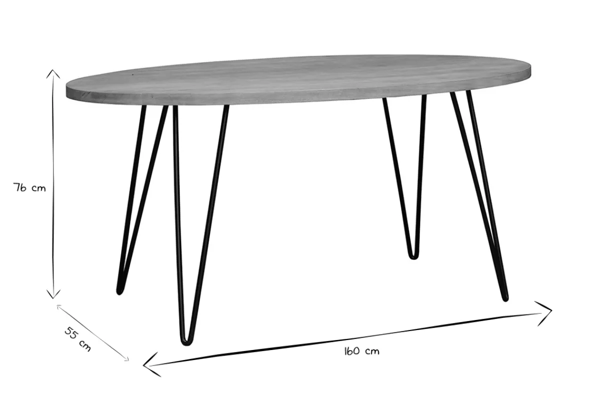 Miliboo Ovaler Esstisch aus massivem Mangoholz L160 cm VIBES* Esstische