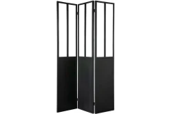 Miliboo Paravent aus Metall Schwarz und Glas 3 Flügel RACK* Paravent|Alle Dekoration
