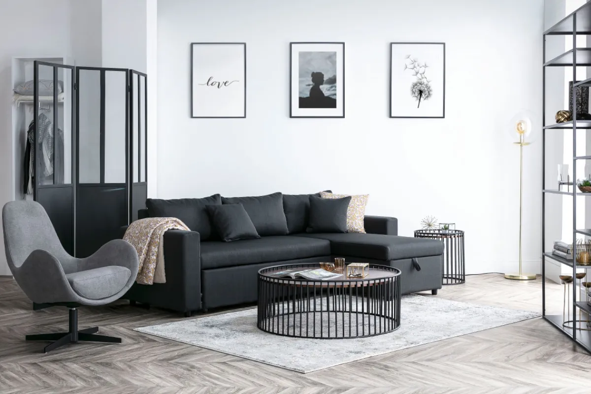 Miliboo Paravent aus Metall Schwarz und Glas 3 Flügel RACK* Paravent|Alle Dekoration
