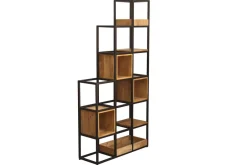 Miliboo Raumteiler-Regal aus Mangoholz und schwarz lackiertem Holz H180 cm FINLEY* Bücherregale|Bücherregale