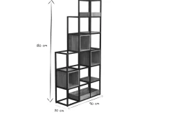 Miliboo Raumteiler-Regal aus Mangoholz und schwarz lackiertem Holz H180 cm FINLEY* Bücherregale|Bücherregale