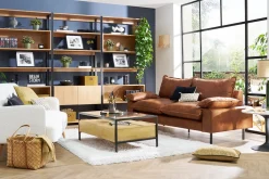 Miliboo Rechteckiger Couchtisch mit Stauraum aus massivem Mangoholz, Glas und schwarzem Metall B100 cm SITA* Couchtische