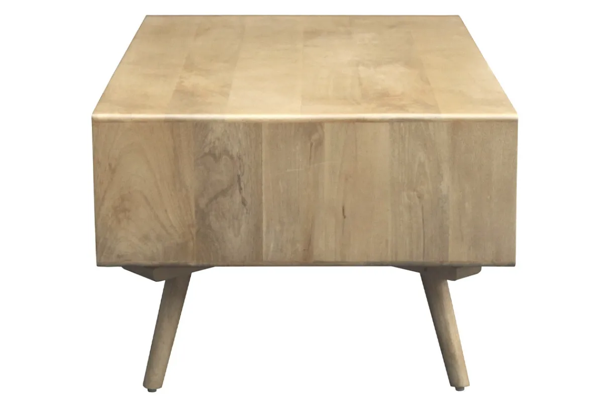 Miliboo Rechteckiger Couchtisch mit Stauraum aus massivem Mangoholz und Rattangeflecht B100 cm ACANGE* Couchtische