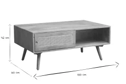 Miliboo Rechteckiger Couchtisch mit Stauraum aus massivem Mangoholz und Rattangeflecht B100 cm ACANGE* Couchtische