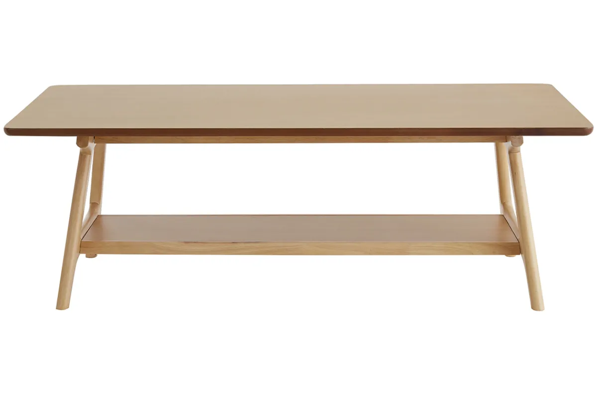 Miliboo Rechteckiger Couchtisch skandinavisch aus Eichenfurnier B120 cm BAKAR* Couchtische