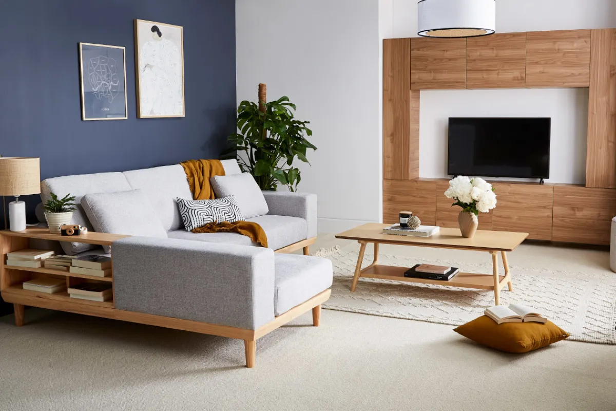 Miliboo Rechteckiger Couchtisch skandinavisch aus Eichenfurnier B120 cm BAKAR* Couchtische