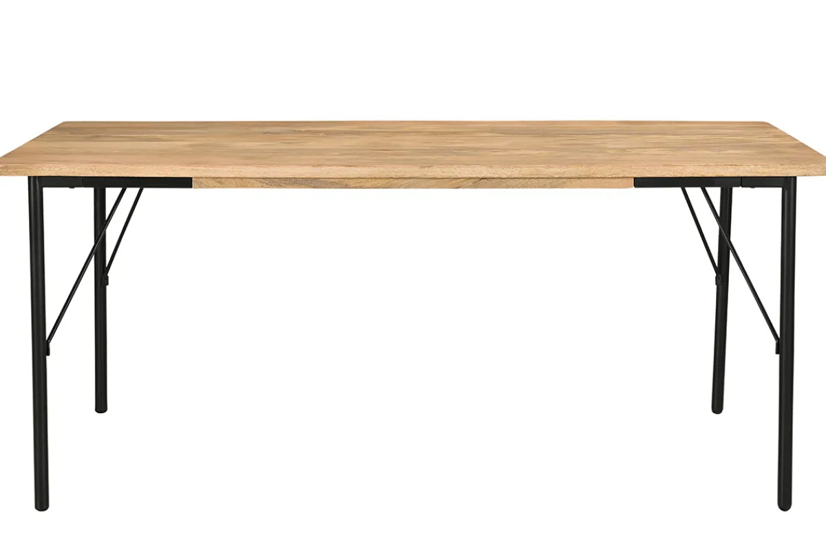 Miliboo Rechteckiger Esstisch aus hellem Mango-Massivholz und schwarzem Metall B180 cm JUDE* Esstische