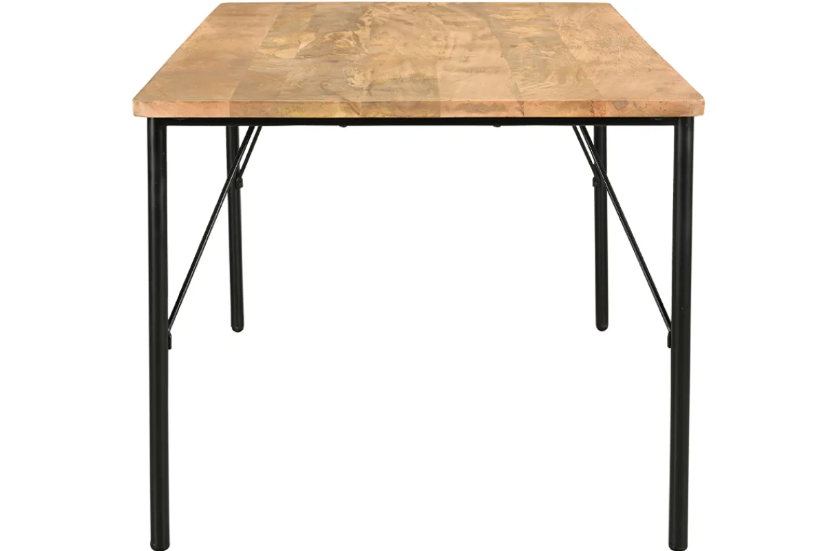 Miliboo Rechteckiger Esstisch aus hellem Mango-Massivholz und schwarzem Metall B180 cm JUDE* Esstische