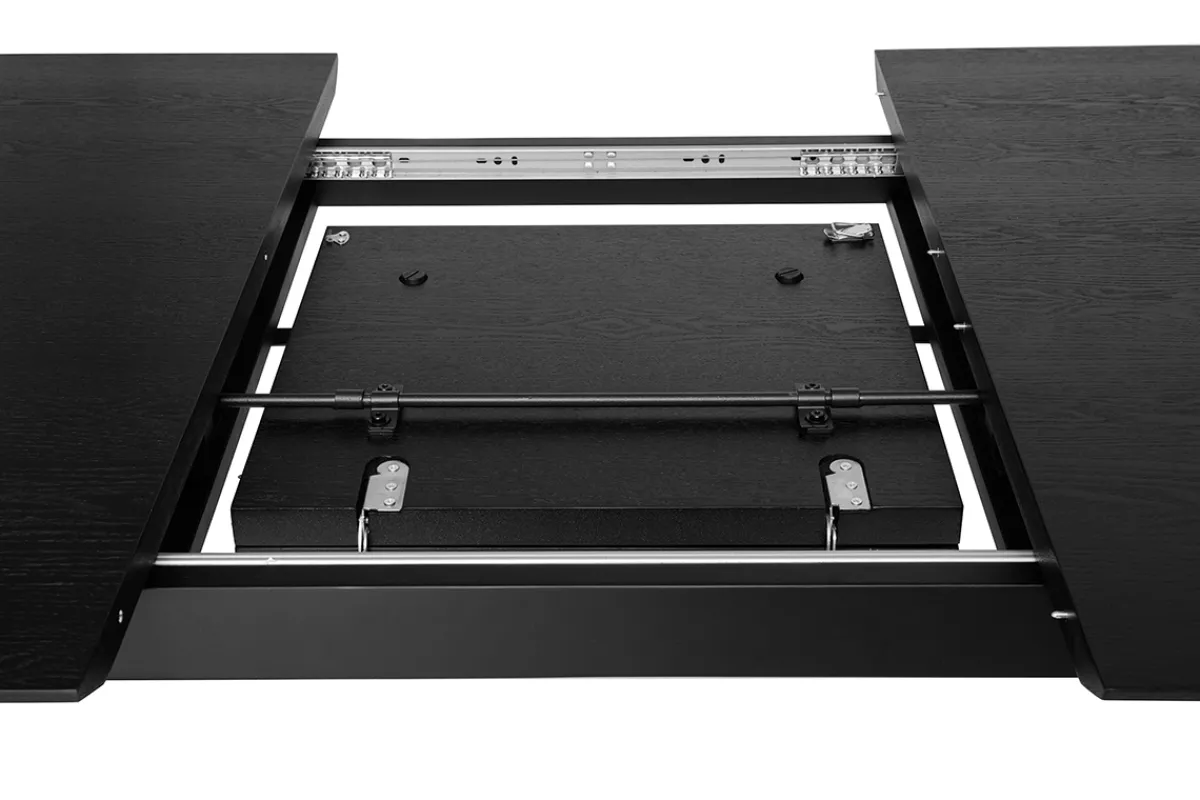 Miliboo Rechteckiger Esstisch mit integrierter Verlängerung in Schwarz Eiche L180-230 cm FIFTIES* Ausziehtische
