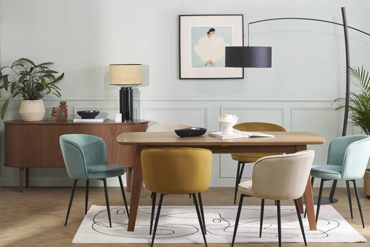 Miliboo Rechteckiger Esstisch mit integrierter Verlängerung in Schwarz Eiche L180-230 cm FIFTIES* Ausziehtische