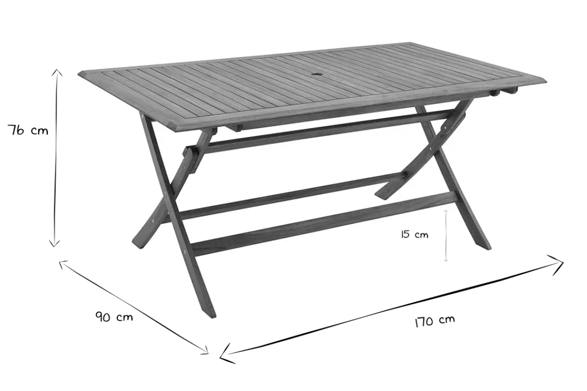 Miliboo Rechteckiger Gartentisch aus Massivholz B170 cm zusammenklappbar SANTIAGO* Gartentische