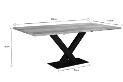 Miliboo Rechteckiger Industrial-Esstisch aus massivem Akazienholz und schwarzem Metall L200 cm VALLEY* Esstische