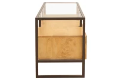 Miliboo Rechteckiges TV-Möbel mit Ablagefächern aus massivem Mangoholz, Glas und schwarzem Metall B150 cm DIYA* Tv-lowboards