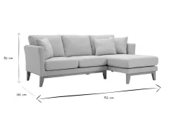Miliboo Rechtsseitiges Ecksofa 4-Sitzer aus beigem Stoff mit abnehmbaren Bezug und hellem Holz OSLO* Ecksofas