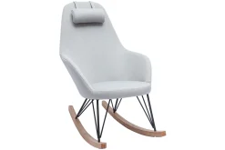 Miliboo Relax-Sessel - Schaukelstuhl Stoff Grau Füße Metall und Esche JHENE* Design-sessel|Schaukelstühle