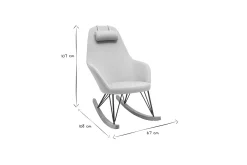 Miliboo Relax-Sessel - Schaukelstuhl Stoff Grau Füße Metall und Esche JHENE* Design-sessel|Schaukelstühle