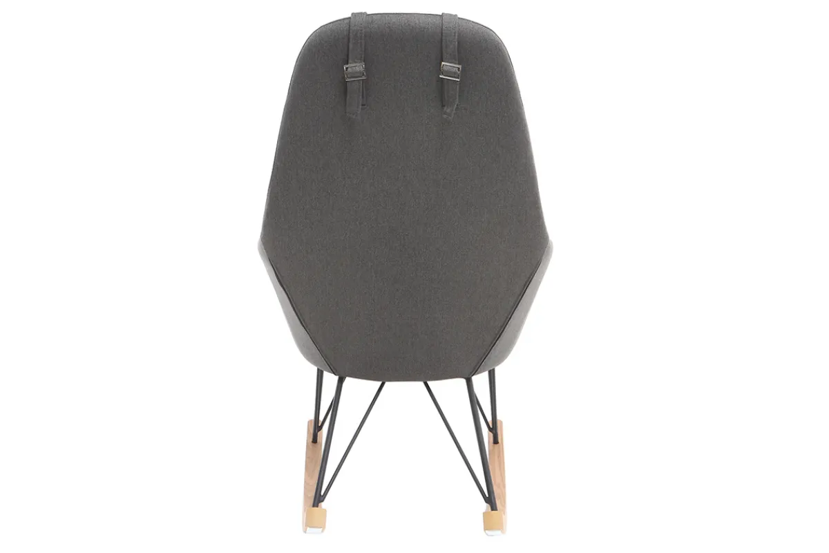Miliboo Relax-Sessel - Schaukelstuhl Stoff Grau Füße Metall und Esche JHENE* Design-sessel|Schaukelstühle