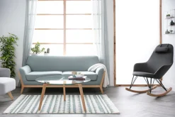 Miliboo Relax-Sessel - Schaukelstuhl Stoff Grau Füße Metall und Esche JHENE* Design-sessel|Schaukelstühle