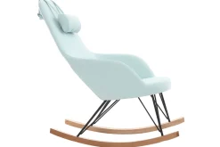 Miliboo Relax-Sessel - Schaukelstuhl Stoff Meeresgrün Füße Metall und Esche JHENE* Design-sessel|Schaukelstühle