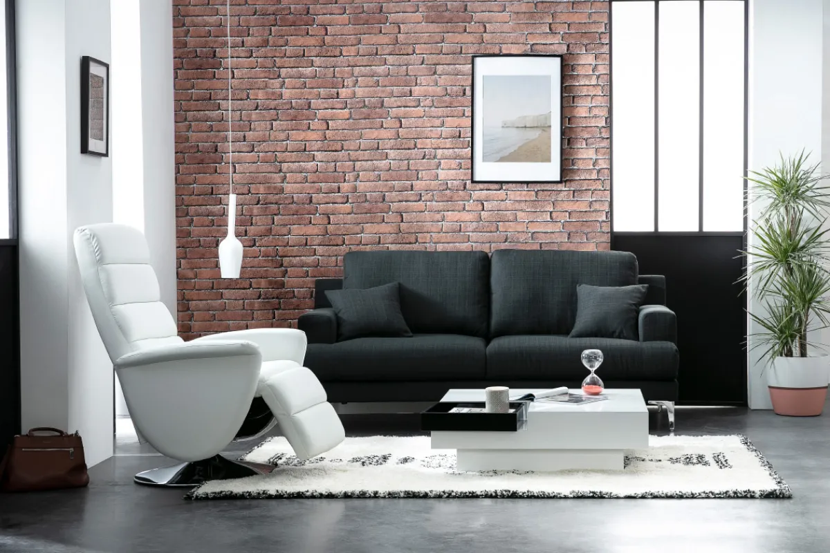 Miliboo Relax-Sessel manuell verstellbar Weiß NELSON* Relaxsessel|Sessel