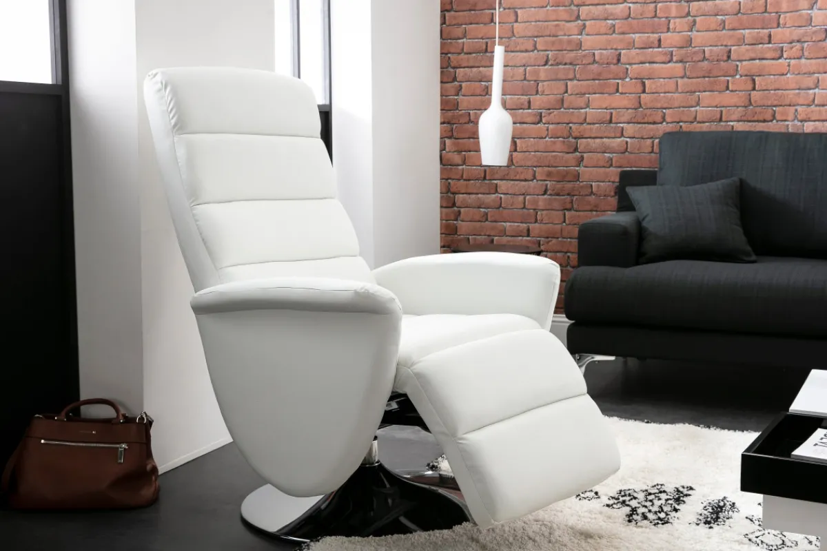 Miliboo Relax-Sessel manuell verstellbar Weiß NELSON* Relaxsessel|Sessel