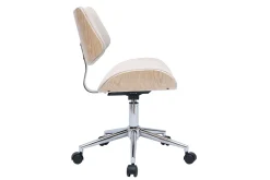 Miliboo Rollender Bürostuhl im Design aus Textur-Veloursstoff in Beige, helles Eichenholz und Metall MALMO* Bürostühle|Bürostuhl Zum Kleinen Preis