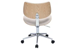 Miliboo Rollender Bürostuhl im Design aus Textur-Veloursstoff in Beige, helles Eichenholz und Metall MALMO* Bürostühle|Bürostuhl Zum Kleinen Preis