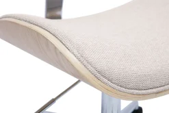 Miliboo Rollender Bürostuhl im Design aus Textur-Veloursstoff in Beige, helles Eichenholz und Metall MALMO* Bürostühle|Bürostuhl Zum Kleinen Preis