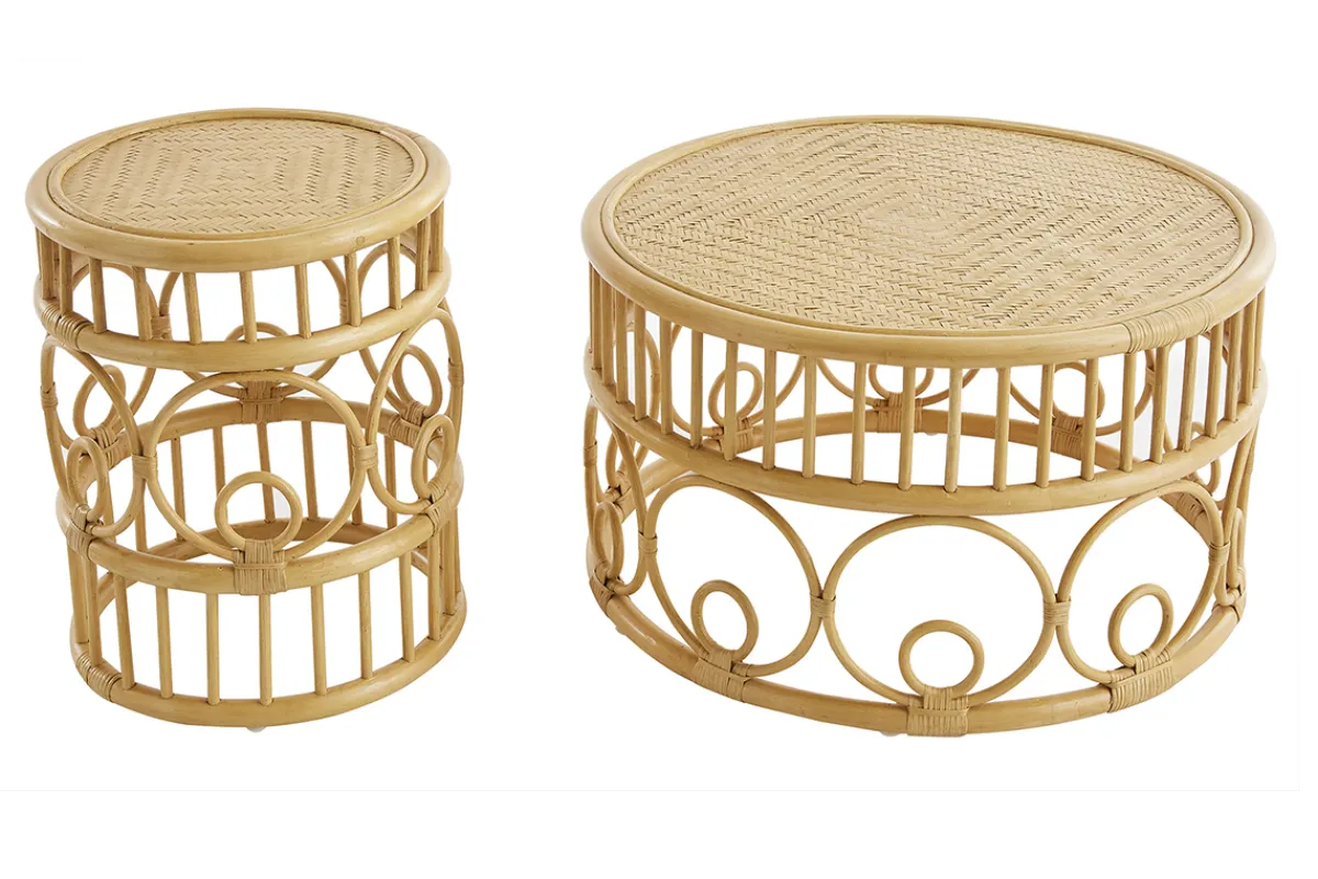 Miliboo Runde Couchtische aus Rattan und Bambus D70 cm und D40 cm (2er-Set) SORAYA* Couchtische