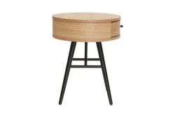Miliboo Runde Nachttische mit Schublade aus hellem Holz und schwarzem Metall D41 cm (2er-Set) KORAL* Nachttische