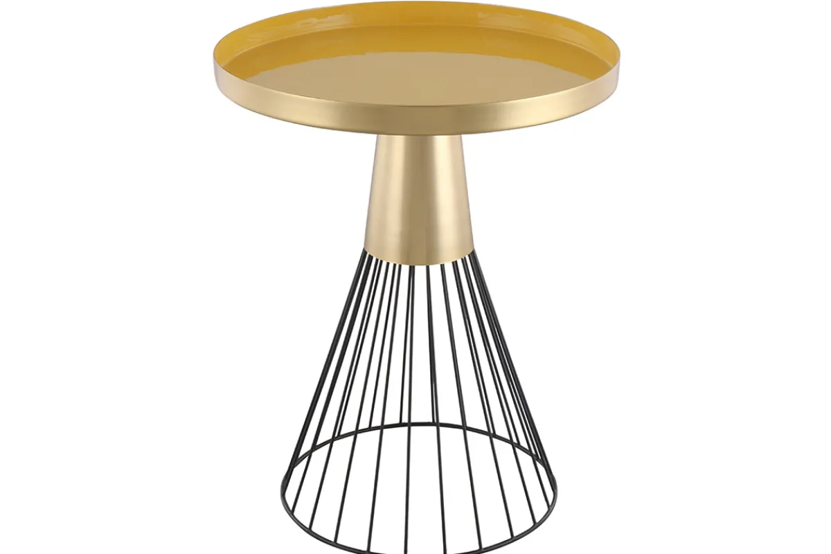 Miliboo Runder Beistelltisch aus gelbem und goldfarben lackiertem Stahl D 41 cm SPLEEN* Couchtische|Beistelltische