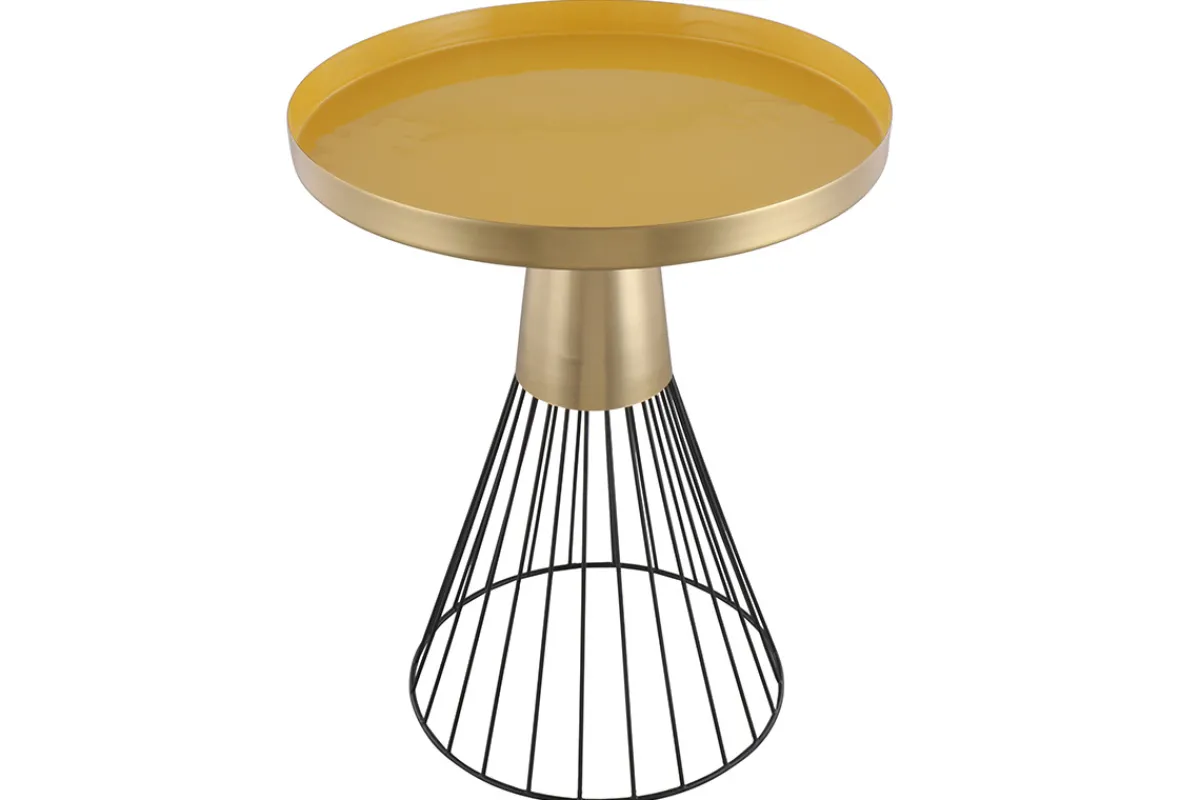 Miliboo Runder Beistelltisch aus gelbem und goldfarben lackiertem Stahl D 41 cm SPLEEN* Couchtische|Beistelltische