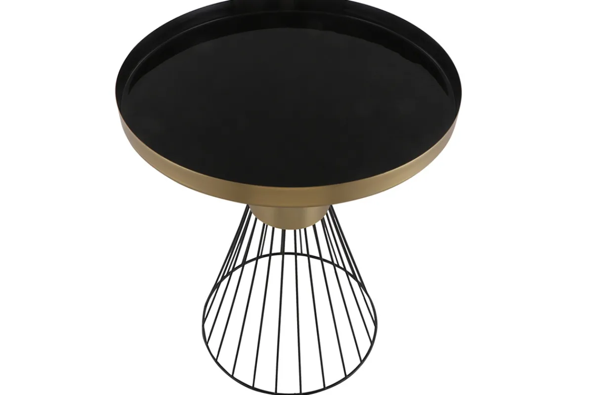 Miliboo Runder Beistelltisch aus schwarz und goldfarben lackiertem Stahl D 41 cm SPLEEN* Couchtische|Beistelltische