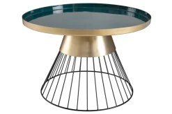 Miliboo Runder Beistelltisch aus petrolblauem und goldfarben lackiertem Stahl D 41 cm SPLEEN* Couchtische