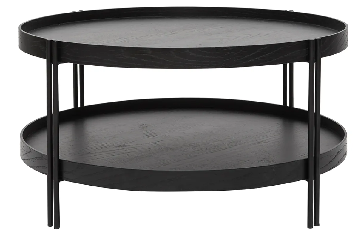 Miliboo Runder Couchtisch aus Eiche schwarz und Metall D80 cm TWICE* Couchtische