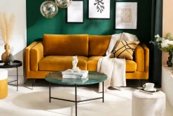 Miliboo Runder Couchtisch aus grünem Marmor D 90 cm BUMCELLO* Couchtische