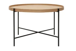 Miliboo Runder Couchtisch aus hellem Holz und schwarzem Metall D75 cm BASSY* Couchtische