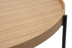 Miliboo Runder Couchtisch aus hellem Holz und schwarzem Metall D75 cm BASSY* Couchtische